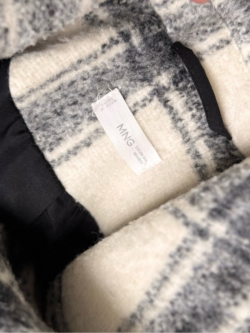 Mango Cream and Gray Plaid Teddy Jacket